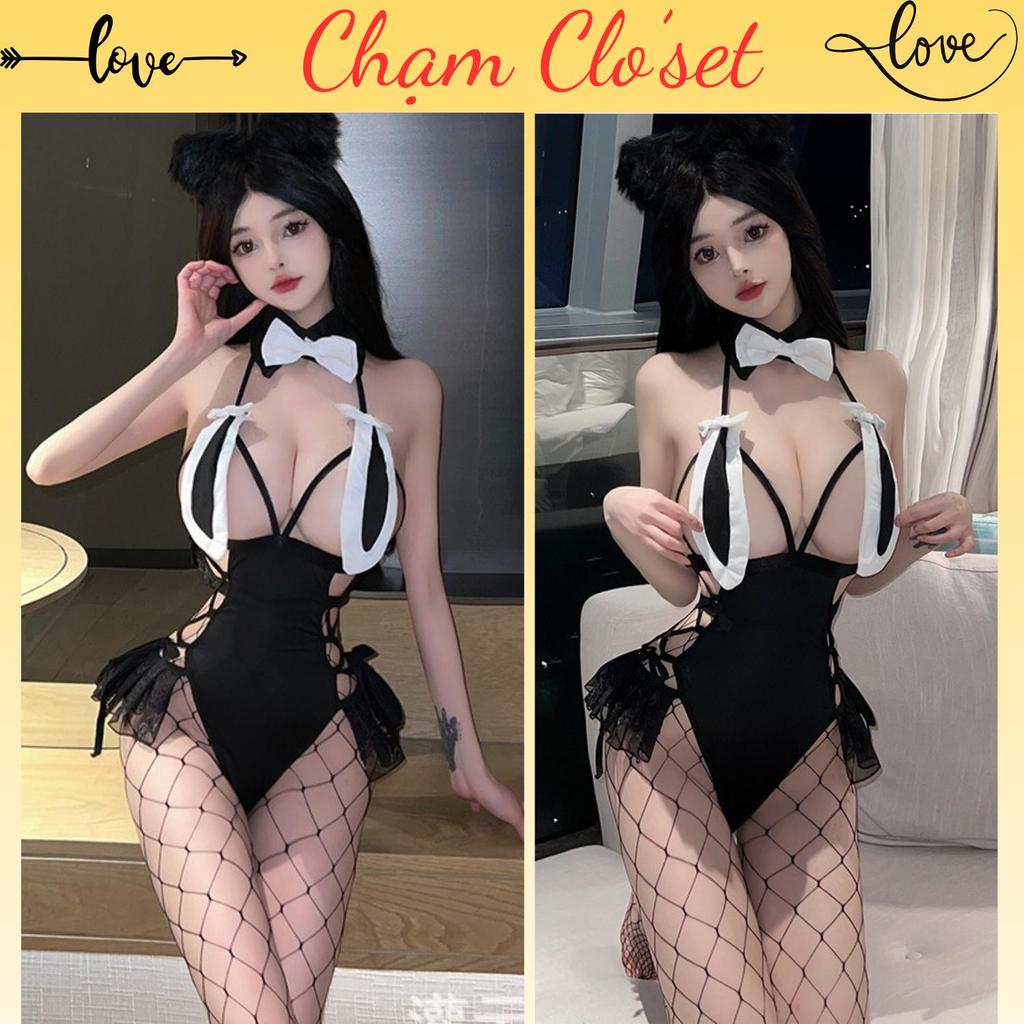 H16 - Cosplay Hóa Trang Thỏ Gợi Cảm, Bodysuit Bunny Girl Đen Quyến Rũ Cá Tính, Set Đồ Cosplay Thỏ Ng