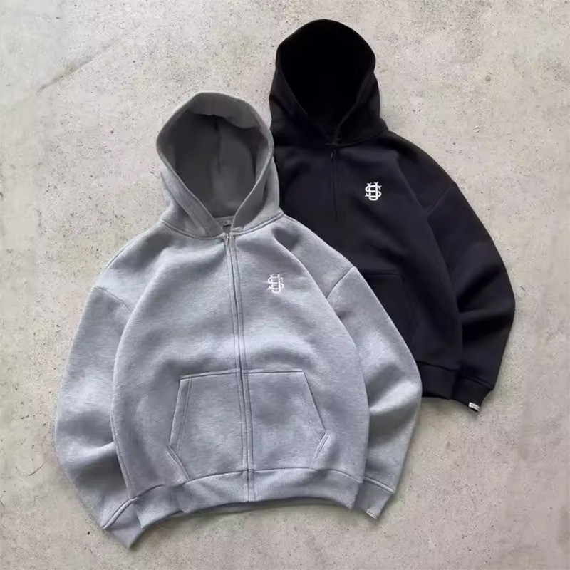 hoodie nam style Y2K, dáng áo liền quần thẳng,logo thêu trendy