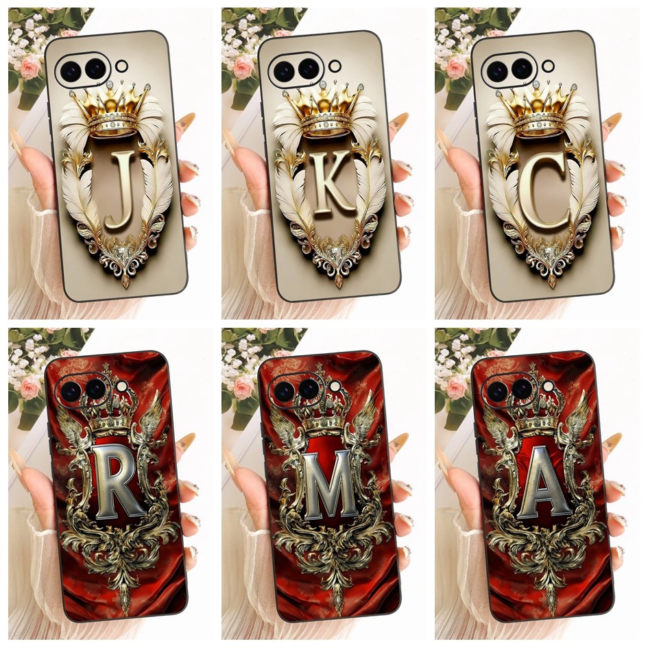 Dành Cho Google Pixel 9a 8a Ốp Lưng GXQ96 G3Y12 G576 Bao Cao Cấp Chữ Cái Vương Miện Mềm TPU Vỏ Silic