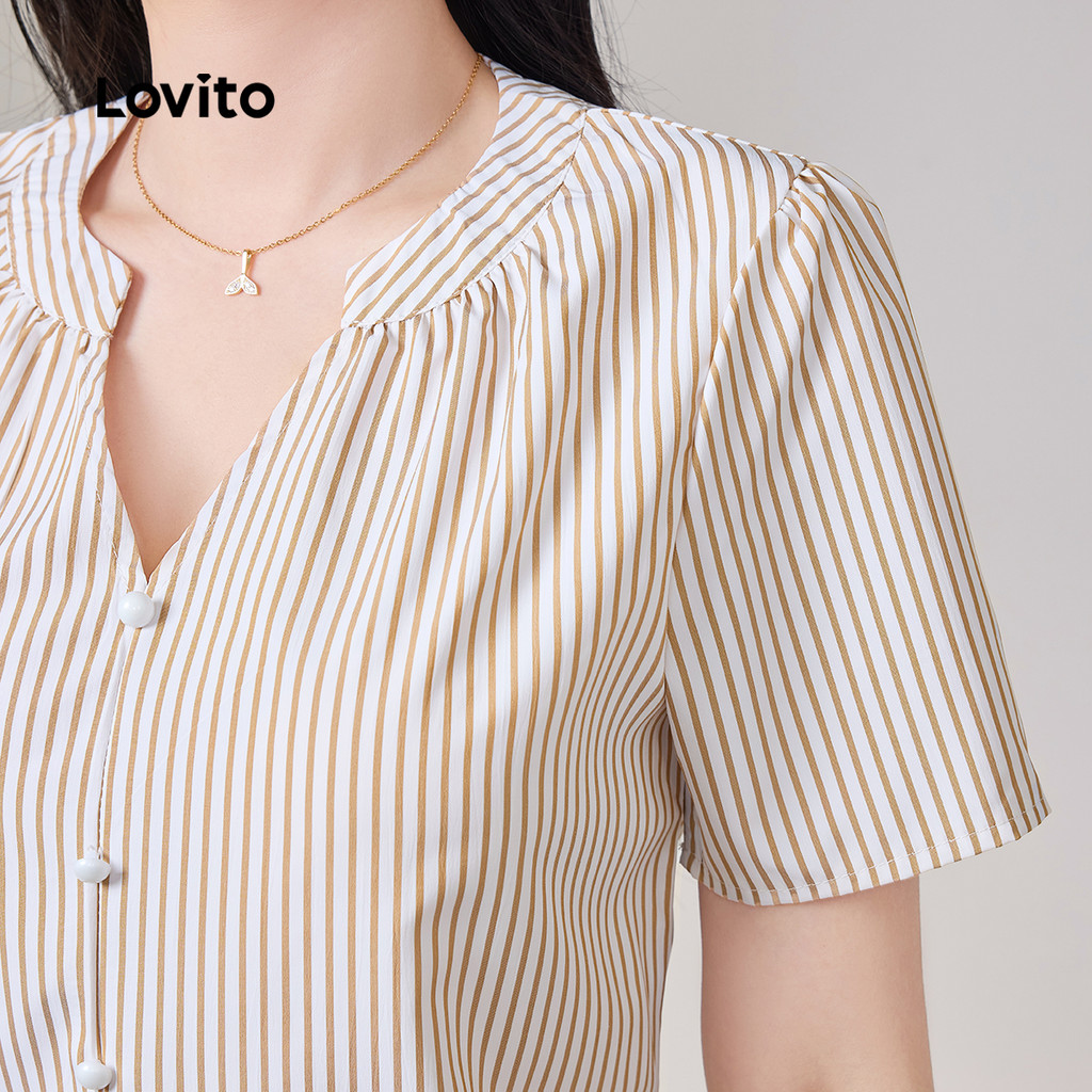 Lovito Áo sơ mi nữ áo sơ mi mùa xuân hè phong cách đa dạng phù hợp thoải mái L157ED089