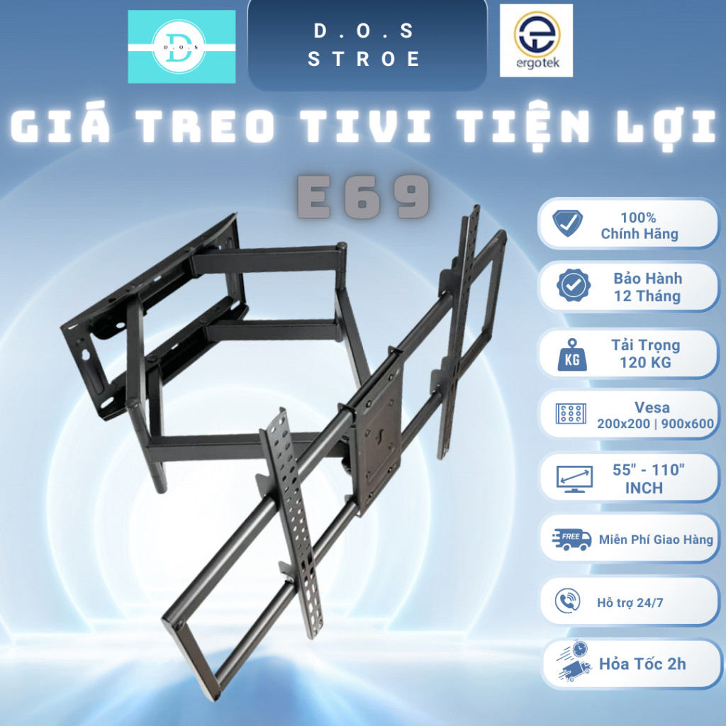 [E69] [ErgoTek] Giá Treo Tivi Điều Chỉnh Đa Năng [55” - 110” Inch] Vesa Mount