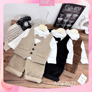  HP21 Bộ quần áo vest nhung công tử cho bé trai mặc lễ tết 