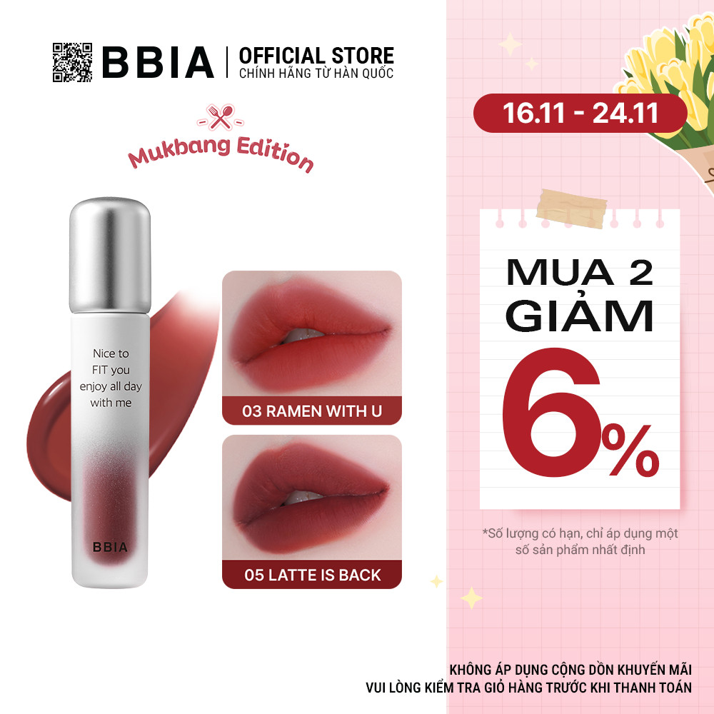 [Mukbang Edition] Son tint lì lâu trôi, bền màu BBIA Air Fit Tint 4g