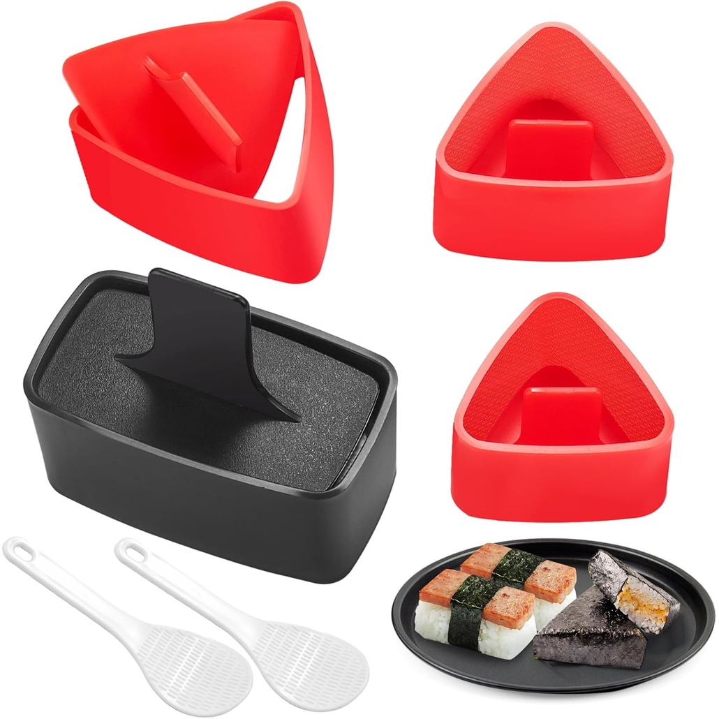 Khuôn Onigiri, Musubi Press, 4 Gói Khuôn Cơm Onigiri Tam Giác Máy Làm Musubi, Bộ Làm Sushi Cho Người