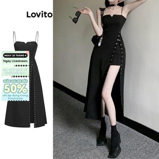 Lovito Váy thường ngày xẻ tà trơn cho nữ L85AD282