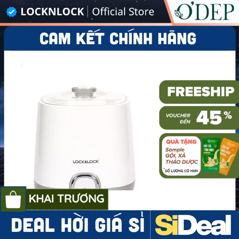 Máy làm sữa chua LocknLock tự động ủ lên men tại nhà nhanh chóng 1000ml 20W EJY110SLV nắp trong suốt - SIDEAL SIO