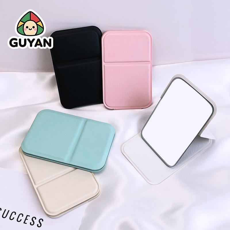 Gương soi mini cầm tay bỏ túi mặt lưng da PU siêu xinh có thể gấp gọn 10.6x7cm