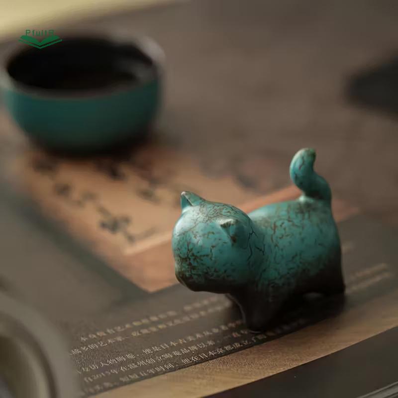 PfultR 1 Tượng Hình Đáng Yêu, Tượng Mèo Con Dễ Thương Màu Ru Thu Nhỏ Cổ Điển, Mèo Con Gốm / Bút Còn 
