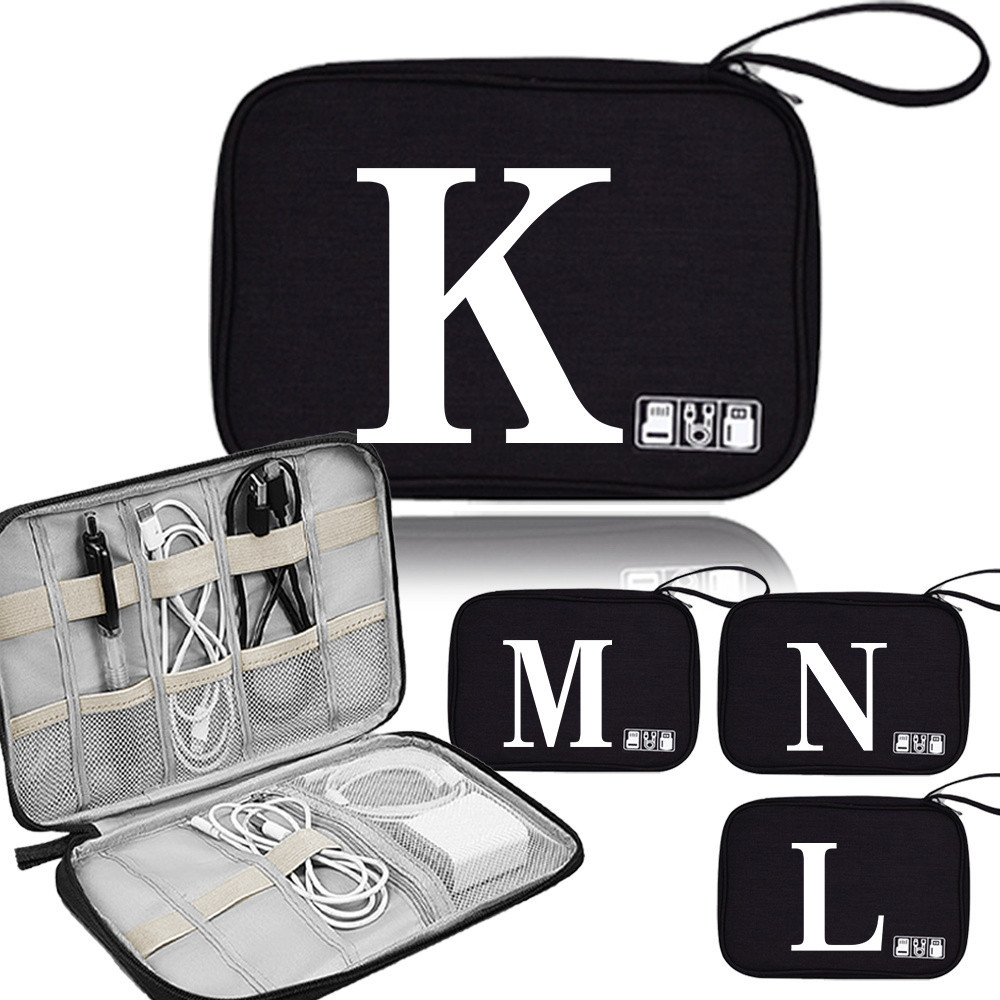 Cable Storage Box Charger Bag Usb Cable Hard Drive Digital Toolkit Multifunctional storage White Pat