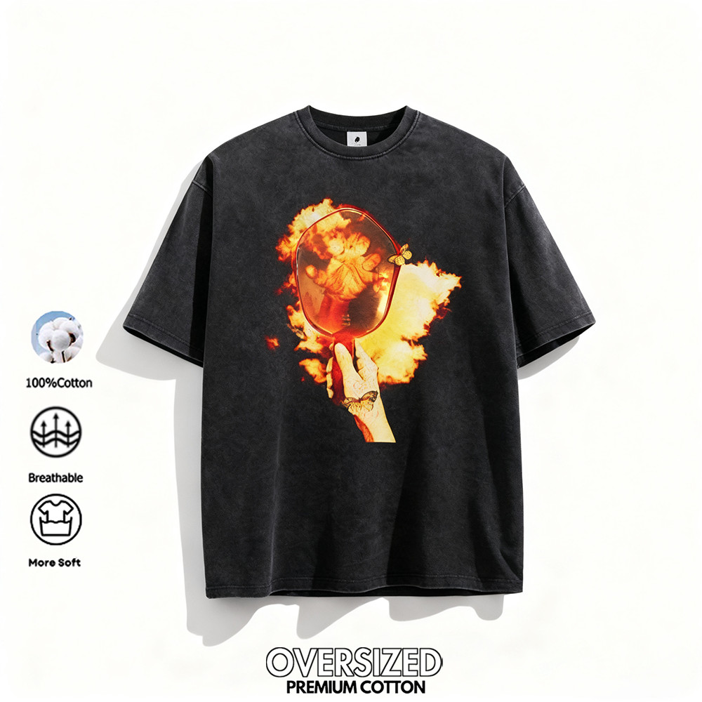 Áo Thun Nam Metamorphosis Phong Cách Vintage, Cotton Chất Lượng Cao, Thiết Kế Raw Edge và Xử Lý Rửa 