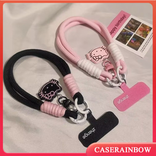 Hoạt Hình Dễ Thương Hello Kitty Mèo Con Cá Điện Thoại Di Động Dây Ngắn Dệt Dây Đeo Tay Ngắn Dệt Dây Đeo Tay Túi Điện Thoại Di Động Dây