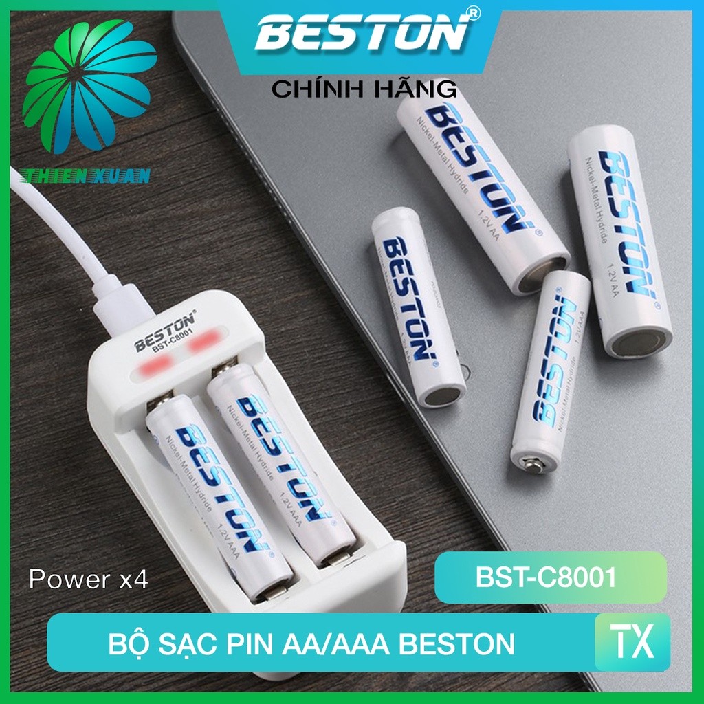 Bộ Sạc Pin AA/AAA Beston C8001 Cho Micro Karaoke loa, đồ chơi trẻ em, đồng hồ, thiết bị điện tử, đèn
