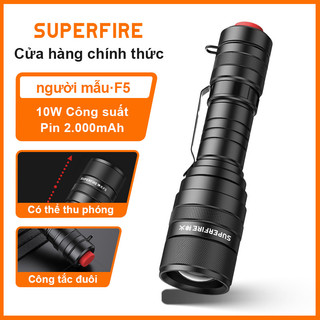 Đèn pin LED SUPERFIRE F5 10W Type-C Đèn làm việc kẹp sáng nhất có thể sạc lại với 5 chế độ Đèn pin cầm tay công suất cao