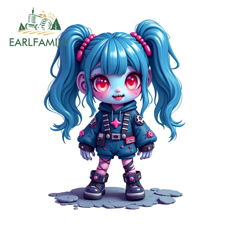 EARLFAMILY Zombie Girl 3D Dễ Thương Dán Xe Ô Tô Gương Chiếu Hậu Mũ Bảo Hiểm Xe Máy Cản Thân Xe Vinyl