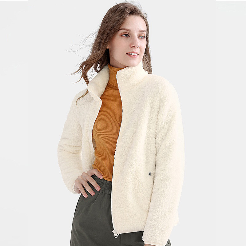 Áo khoác CAMEL CROWN  bằng lông cừu nhung giữ ấm khi đi ra ngoài tay dài mùa thu cho nữ | BigBuy360 - bigbuy360.vn