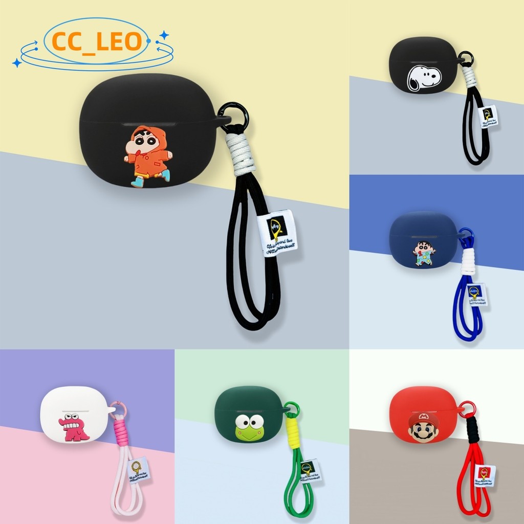 Case for EarFun Clip Open-Ear Cute Crayon Shin-chan Mario Lanyard Pendant Cartoon Silicone Soft Case