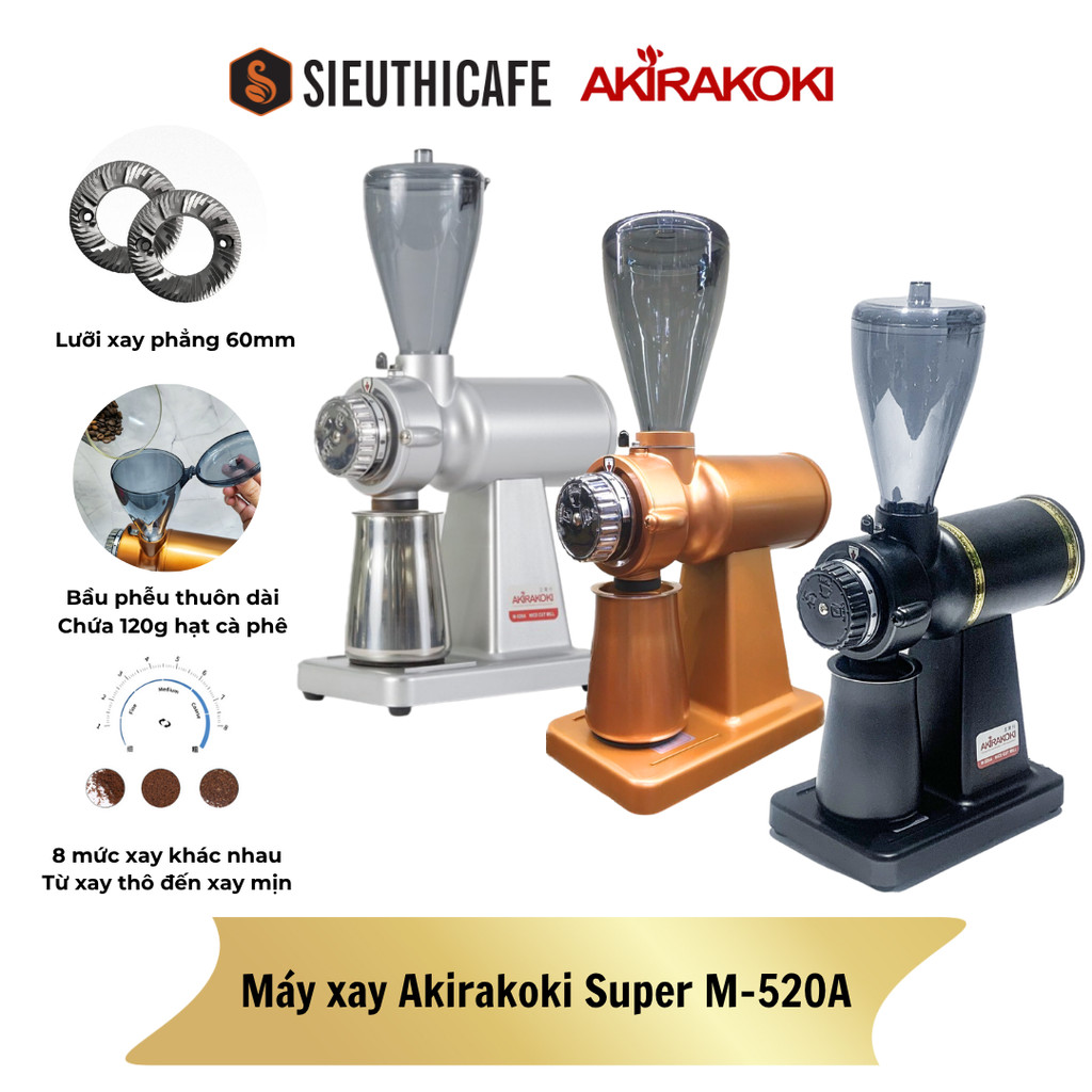 Máy Xay Cà Phê Akirakoki Coffee Grinder Super M-520A - Nhiều Màu Phiên Bản Lưỡi Xay 60mm