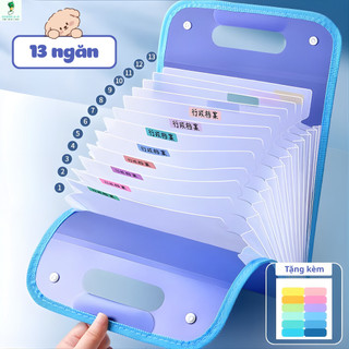 Hộp đựng hồ sơ A4 13 ngăn | Bìa cứng chống thấm nước có quai xách sản phẩm phổ biến cho học sinh 