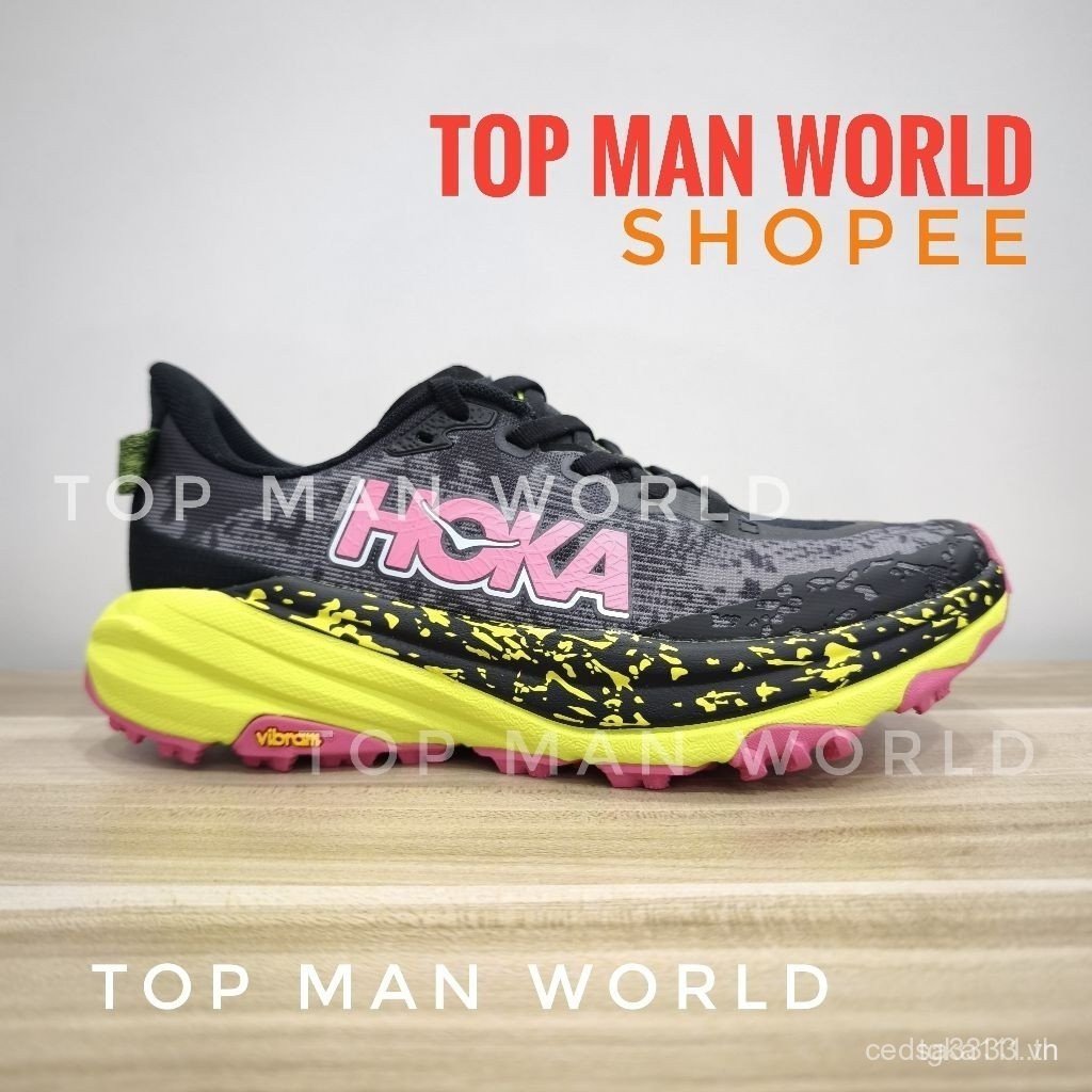 HOKA SPEEDGOAT 6 ❥ ้ ◈ (B) / NEON HOKA CITRUS ĐEN / GIÀY CHẮN TRAIL