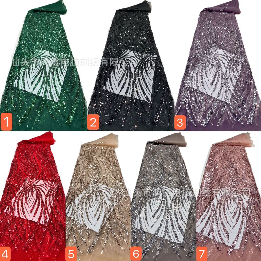 1 yards Lớn Kim Sa Lấp Lánh Và Hạt Đơn Sắc Định Vị Thêu Vải Đầm Sân Khấu Trang Phục Thời Trang 7 Màu