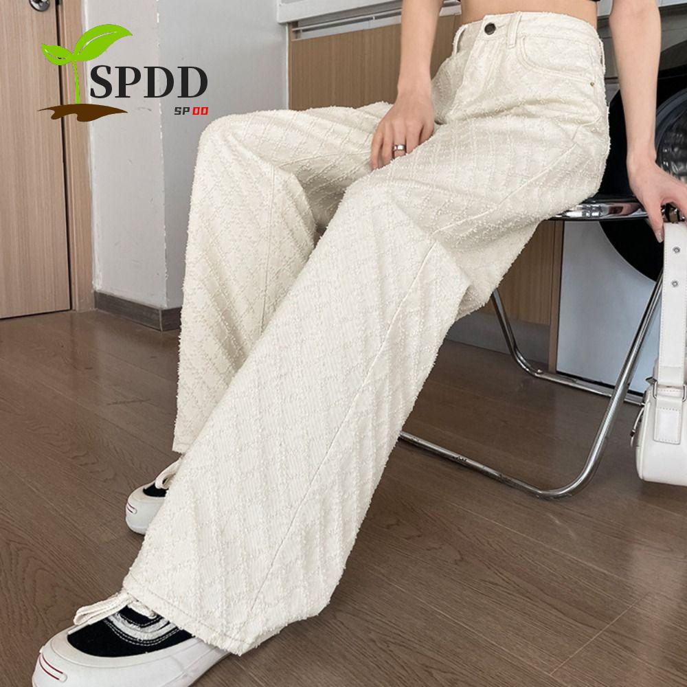 Quần jean denim Y2K chân thẳng nữ, thiết kế baggy lưới đơn giản