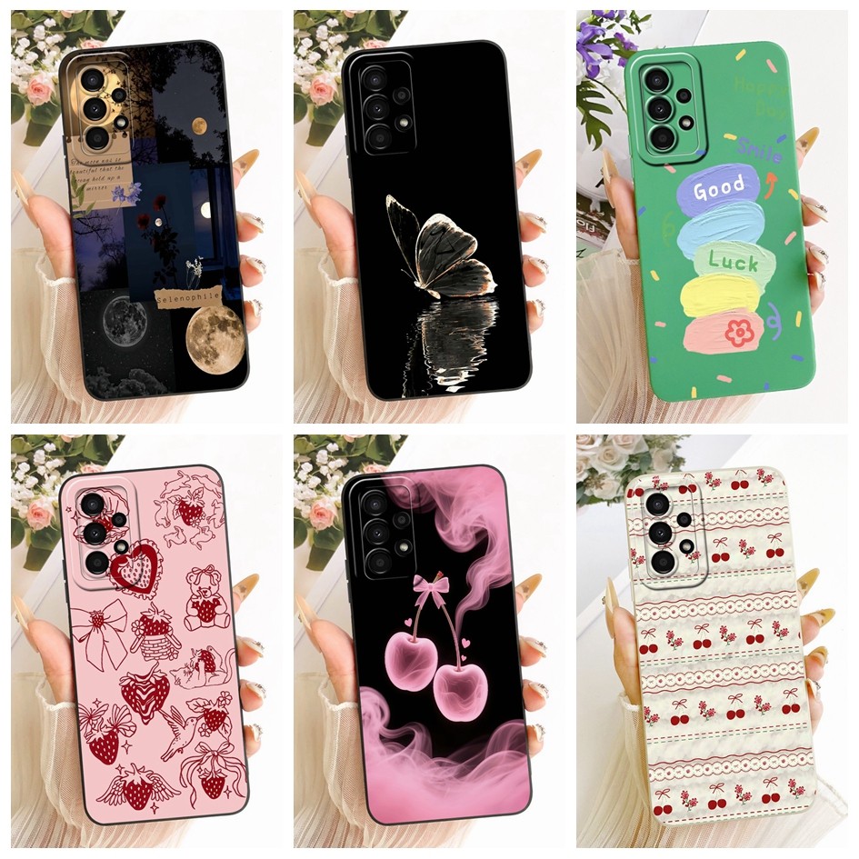 Ốp Lưng Cho Samsung Galaxy A23 A33 A53 A75 5G A236B A336B A536B A736B Thời Trang Mới Bướm Anh Đào Mề