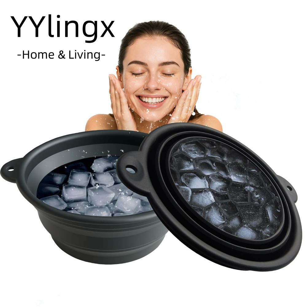YYlingx YYLINGX Face Ice Bath Bowl, Tích hợp khay đá Silicon Ice Bath Chậu rửa mặt, Bát nhúng mặt có
