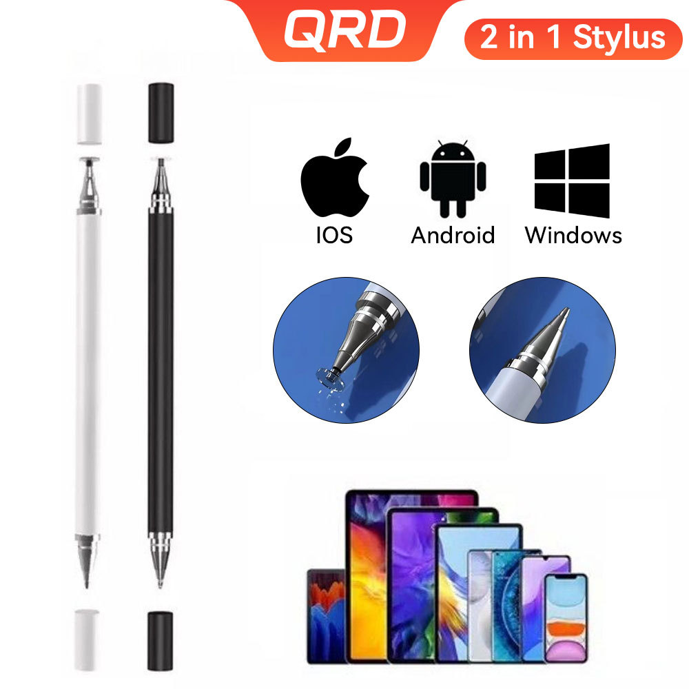 QRD Bút cảm ứng đa năng 2 trong 1- Đầu đĩa nhạy cảm cao cho máy tính bảng & điện thoại Android / iOS