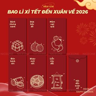  Bao lì xì Tết Việt Nam 2026 thiết kế Tết Độc Lập Truyền Thống Gia Đình giấy c150 cán màng cao cấp 