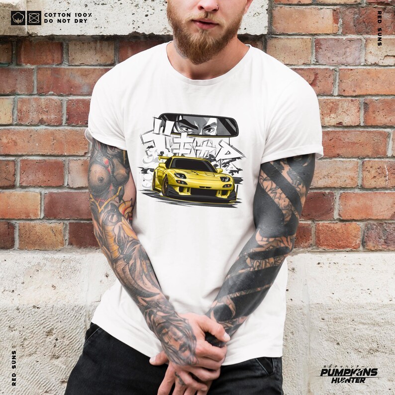 Áo thun Redsuns 100% cotton thiết kế nghệ thuật xe hơi dành cho người yêu xe RX7 FD3S