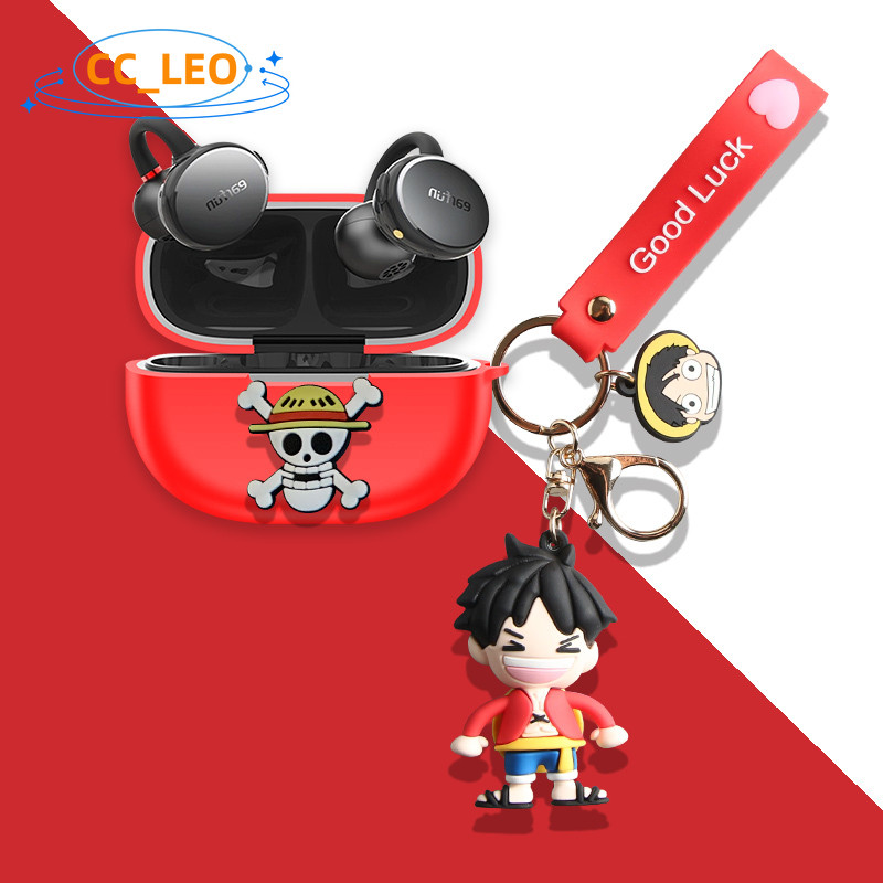 For EarFun Clip Case Cute One Piece Luffy Cartoon Snoopy Keychain Pendant Silicone Soft Case Suitabl