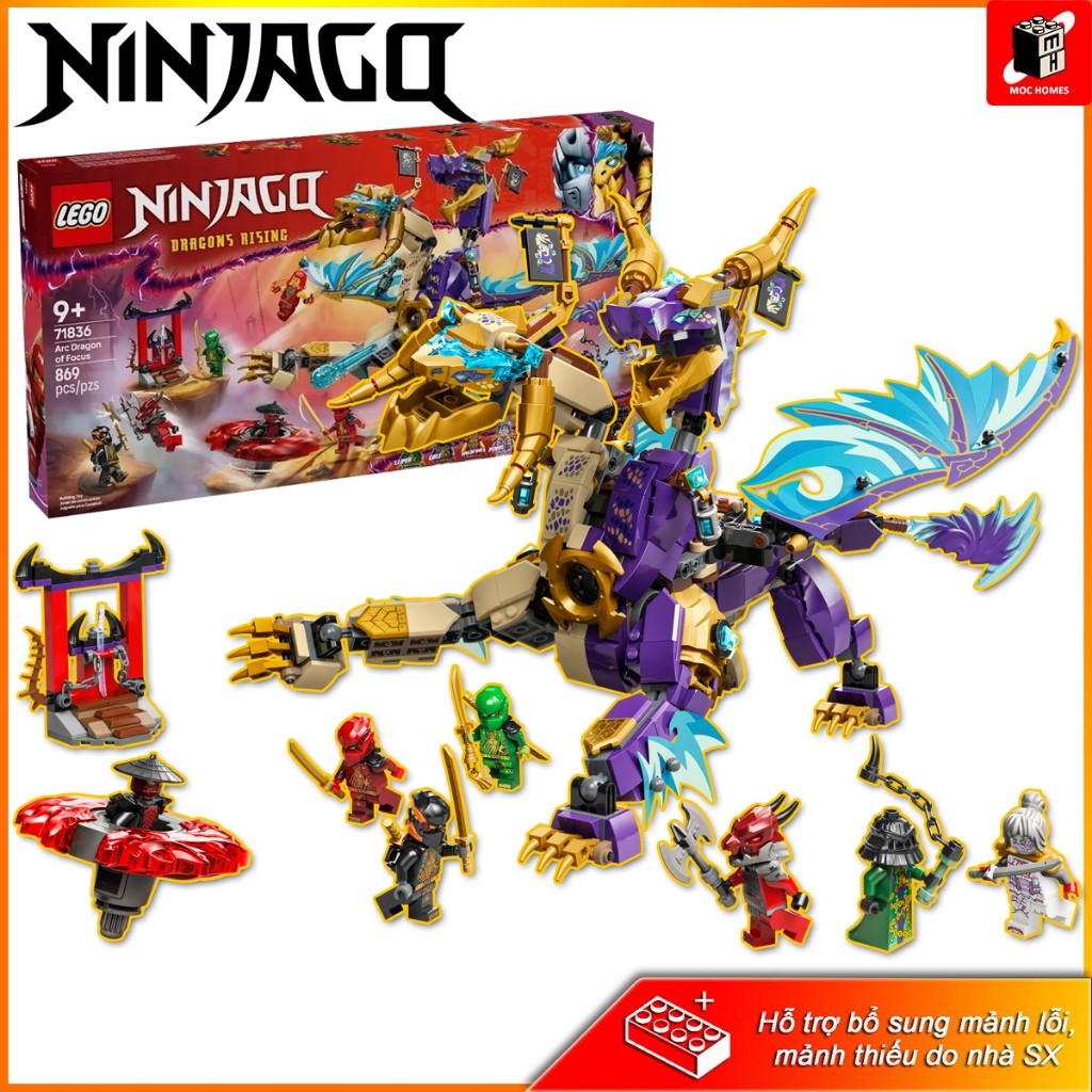 ( Giao ngẫu nhiên ) Mô hình đồ chơi Ninjago 71836 Rồng Hệ Tập Trung Arc Dragon of Focus