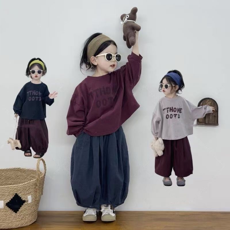 [Giảm giá trong thời gian có hạn] Quần áo trẻ em bé gái Phong cách mới cho trẻ em Áo thun dài tay cổ