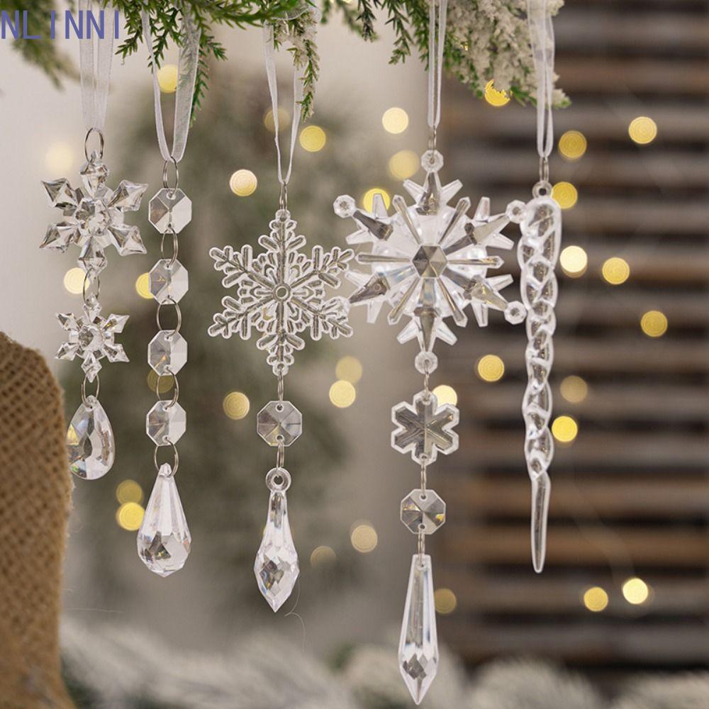NLINNI 10 Cái / bộ Đồ Trang Trí Icicle Bông Tuyết, Mặt Dây Chuyền Treo Bông Tuyết Mô Phỏng Bằng Nhựa