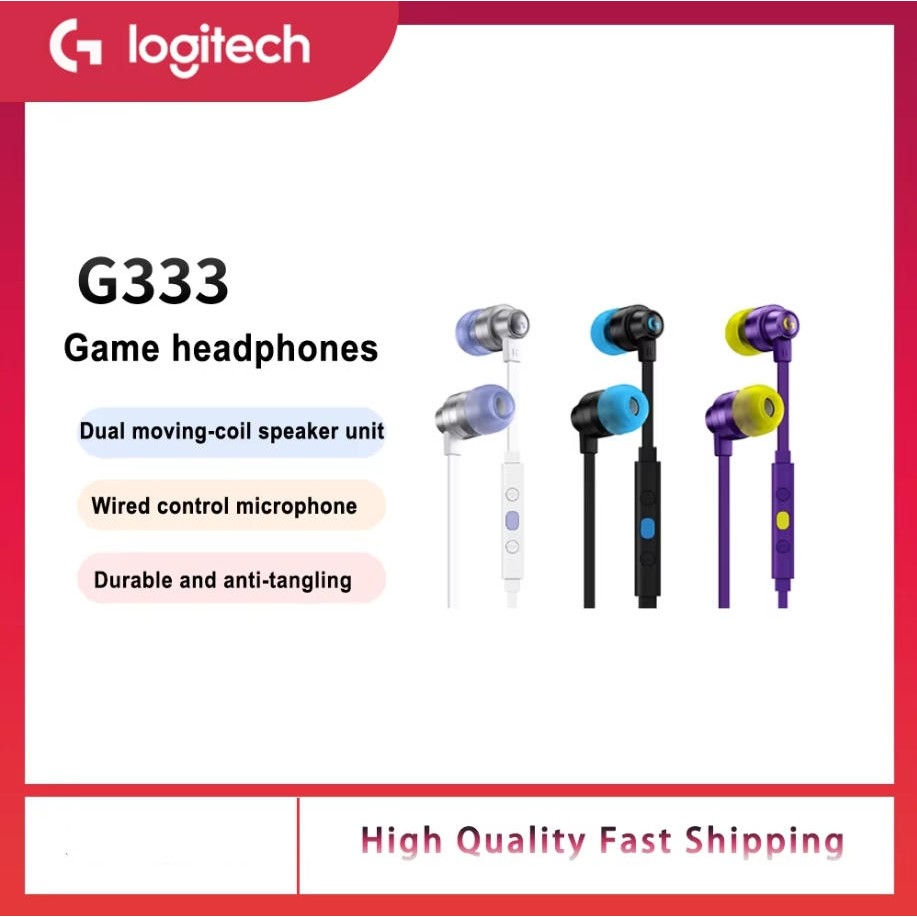 Tai nghe có dây chơi game Logi G333 Tai nghe nhét tai cổng Aux hoặc USB-C 3,5 mm cho máy tính xách t