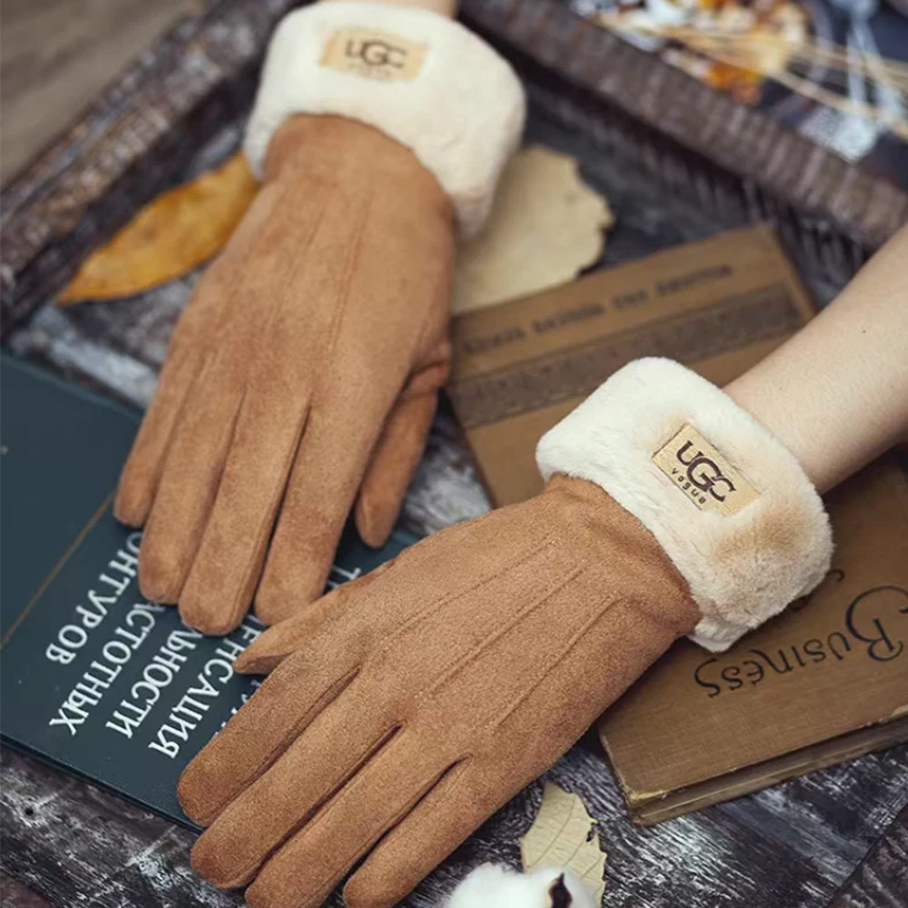 Women Gloves Winter Touch Screen Suede Warm Full Finger Gloves Lady  Gloves