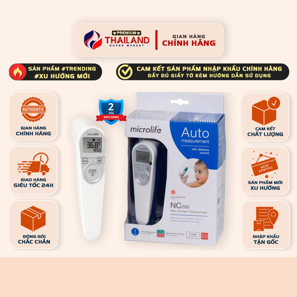 [CHÍNH HÃNG] Nhiệt Kế Hồng Ngoại Đo Trán Microlife NC200 – Không Cần Tiếp Xúc, Cho Kết Quả Sau 1 Giâ