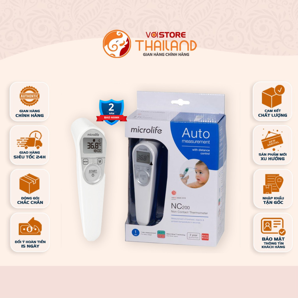 [CHÍNH HÃNG] Nhiệt Kế Hồng Ngoại Đo Trán Microlife NC200 – Không Cần Tiếp Xúc, Cho Kết Quả Sau 1 Giâ