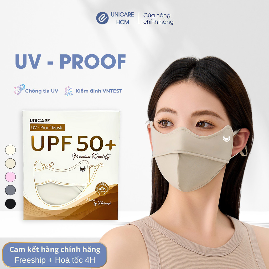 [Combo 3 chiếc] Khẩu trang UV-Proof UniCare chính hãng, vải mềm mịn, chống nắng, chống UV 99%