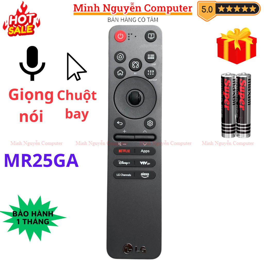 Remote điều khiển tivi LG MR25GA Mã 25 Giọng nói, chuột bay, Tặng kèm pin - Minh Nguyễn Computer