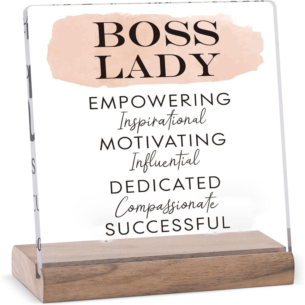 LukieJac Best Boss Lady Quà tặng 4.7 "x4.7" Acrylic Để bàn Mảng bám Trích dẫn truyền cảm hứng cho Nữ