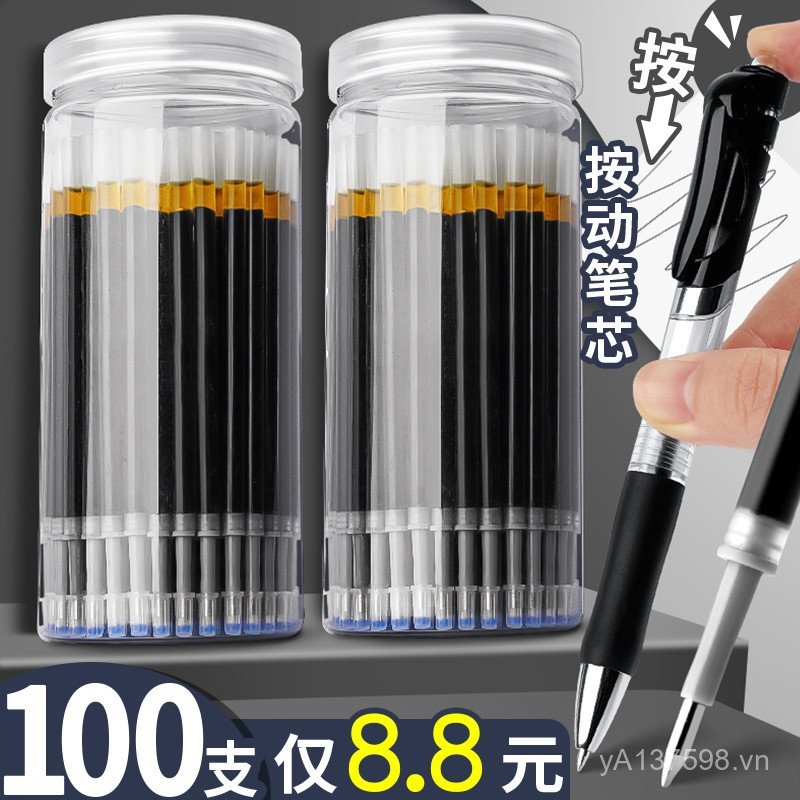 Gel Refill Refill Water-Based Quick-Drying Press Pen 0.5 Bullet Tip 100 Water Refill Carbon Black Ro