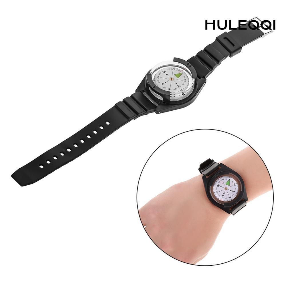 La bàn ngoài trời HULEQI, La bàn đồng hồ đeo tay Mini nhẹ có thể điều chỉnh, La bàn định hướng ABS b