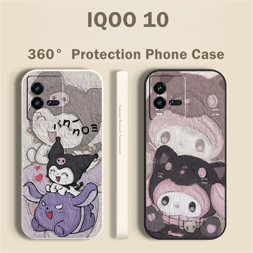[Sẵn Sàng] Dành Cho IQOO 10 Ốp Lưng Silicon Full Cover Hoạt Hình Dễ Thương Kuromi Vỏ iPhone
