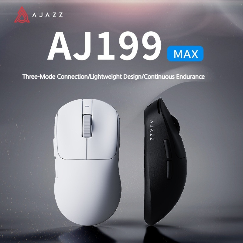 AJAZZ AJ199 MAX Tri-mode Esports Mouse Wired Wireless Bluetooth 2.4G PAW3395 Lightweight Gaming Offi