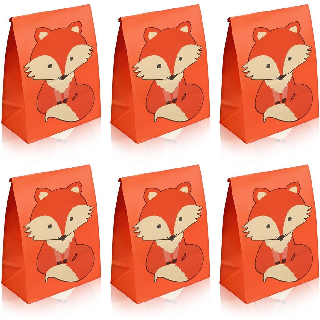 YYMYMGJ 24 Gói Cáo Đảng Ủng Hộ Túi Woodland Goodie Túi Quà Tặng Cho Cáo Woodland Sinh Nhật Đồ Dùng T