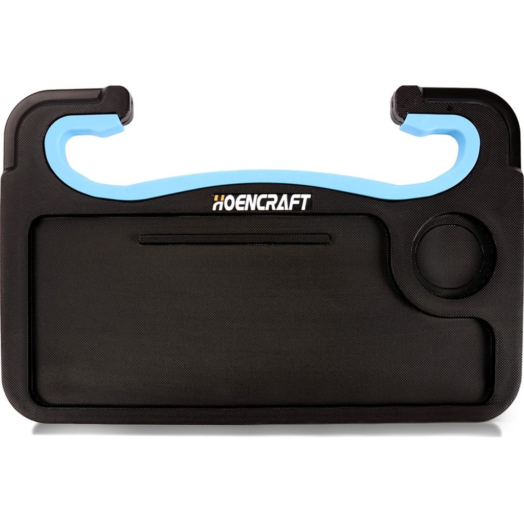 Bàn vô lăng ô tô 2 trong 1 - Khay đựng máy tính xách tay gắn trên ô tô có hộp đựng bút, Khay đựng thức ăn trên ô tô có vòng silicon chống trượt để ăn uống & làm việc - Bao gồm túi xách di động