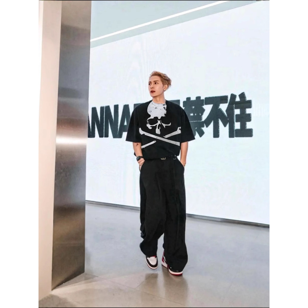 maste Skull High Street Ribbon Short Sleeve Loose Fit Unisex Versatile T