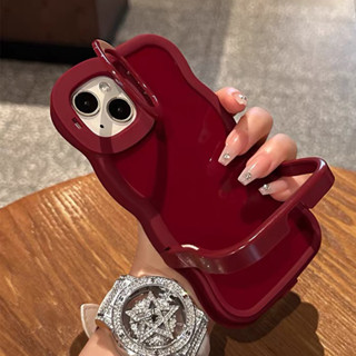 Ốp điện thoại giá đỡ đôi vô hình màu đỏ rượu vang cho iPhone 17 Pro Max 17 Air 16 Plus 15 14 13 12 11 Vỏ bảo vệ chống sốc