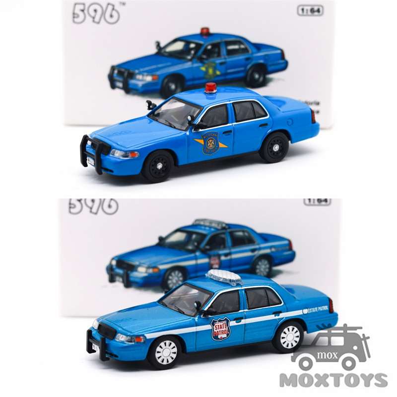 596Model 1: 64 Cảnh sát bang Michigan Blue / Wisconsin State Police Blue Diecast Model Car